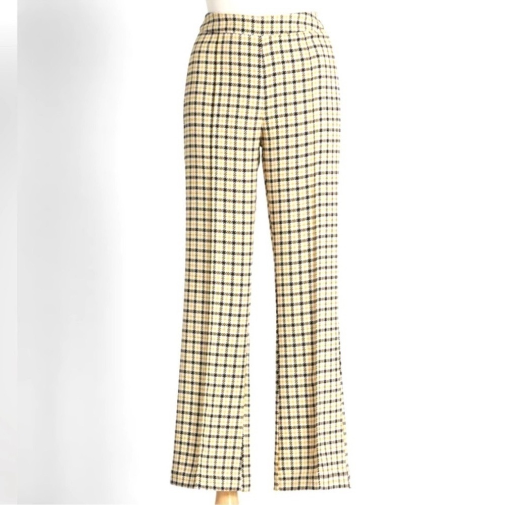 New ModCloth About to Bloom Cropped Pants Yellow Check